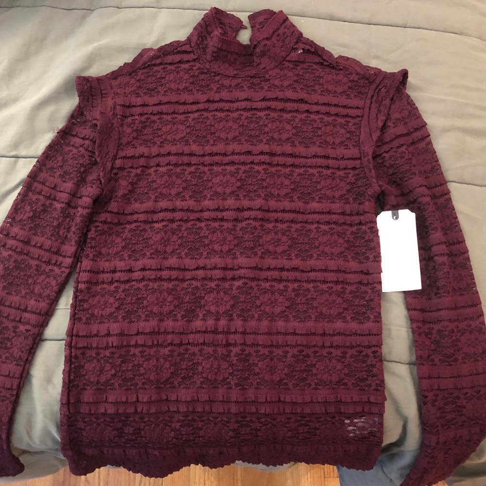 Melrose and market burgundy lace long sleeve